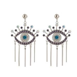 New Luxury Rhinestone Evil Eye drop earrings